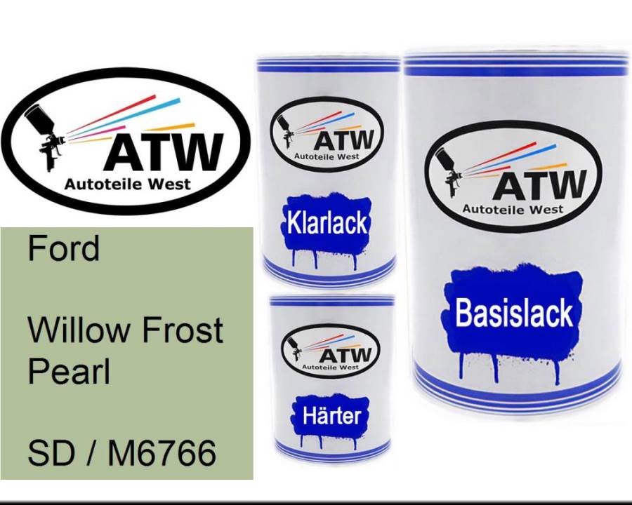 Ford, Willow Frost Pearl, SD / M6766: 500ml Lackdose + 500ml Klarlack + 250ml Härter - Set, von ATW Autoteile West.